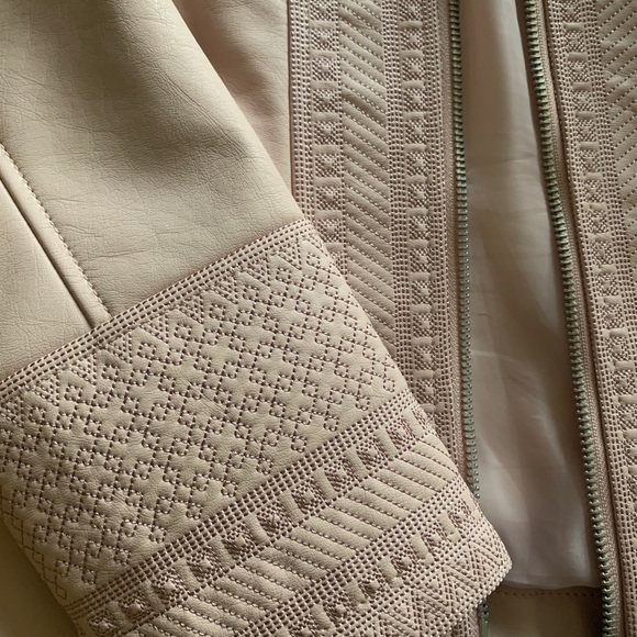 Blush Pink Tribal Faux Leather Jacket - Picture 3 of 3